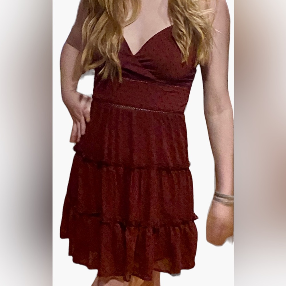 Francesca’s Collections Dot tiered mini dress by Trixxi
